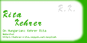 rita kehrer business card